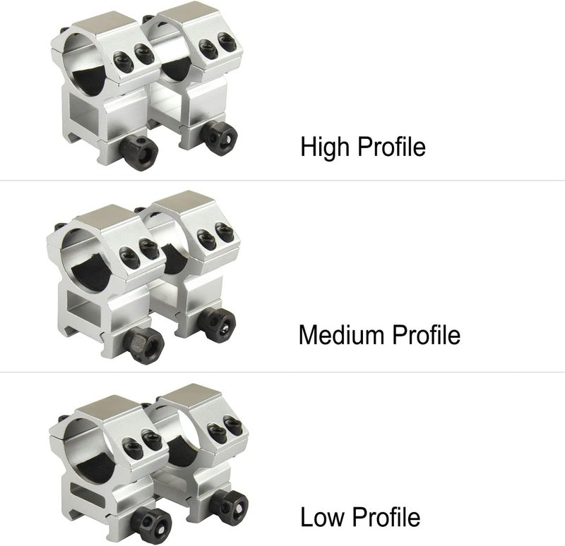 TACFUN Silver A Pair 25.4mm / 1 Inch Scope Ring Picatinny Weaver Rail Mount - Image 3